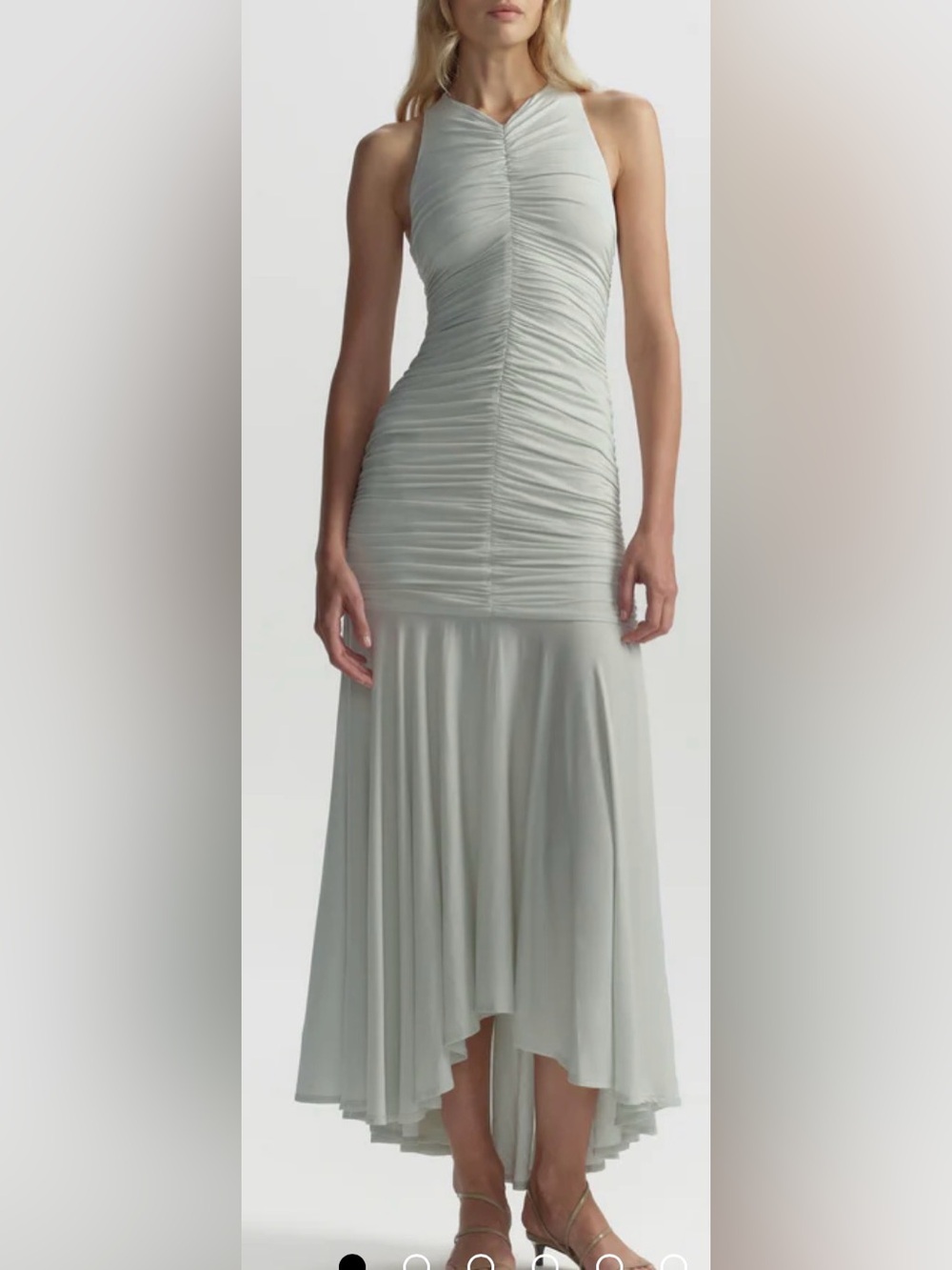 ALC Ayla Ruched Knit Midi Dress Mint Green Size Medium